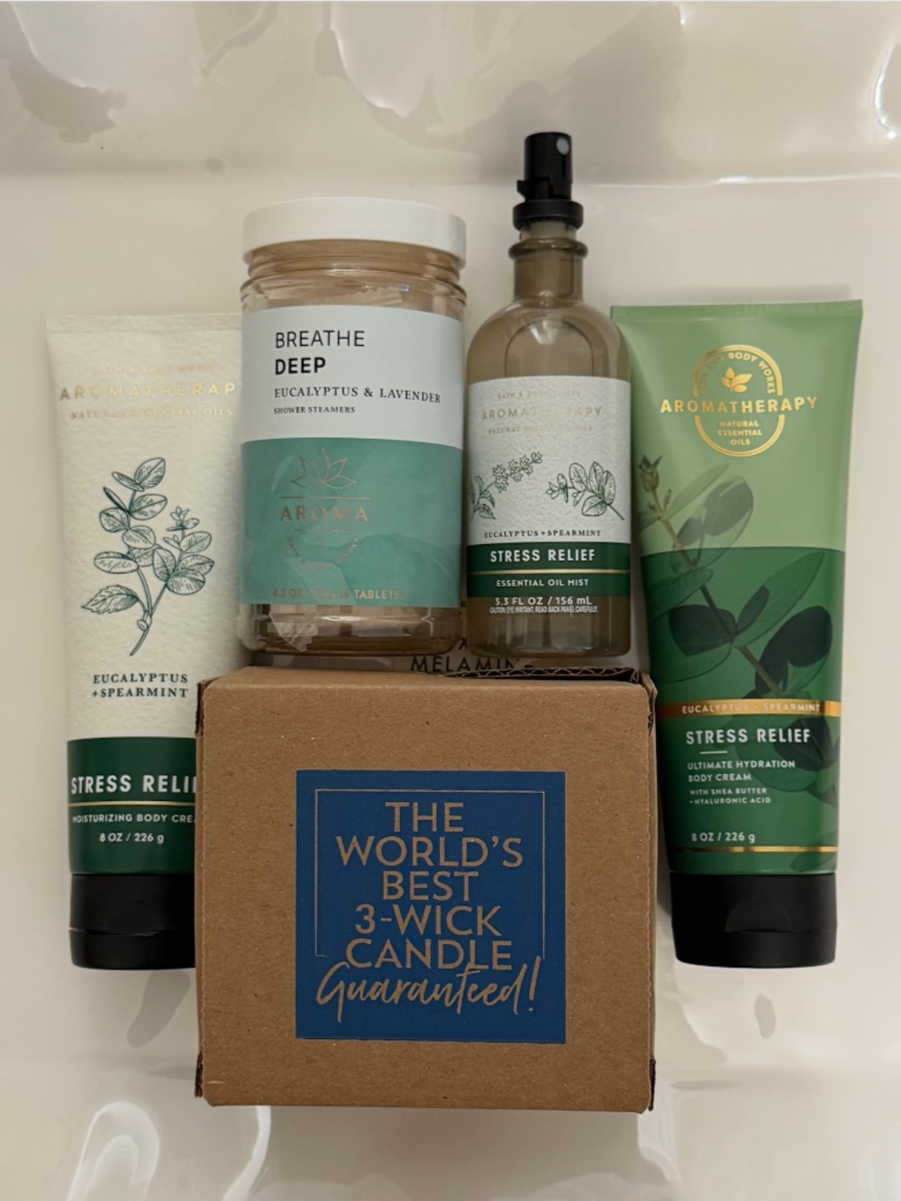 NWT 5 Full size Aromatherapy Stress Relief Bath and Body Works Body Cream Candle - Picture 1 of 1